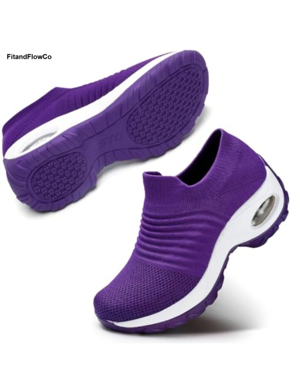 Women's Slip-On Walking Sneakers Breathable Knit Cushioned Work Shoes